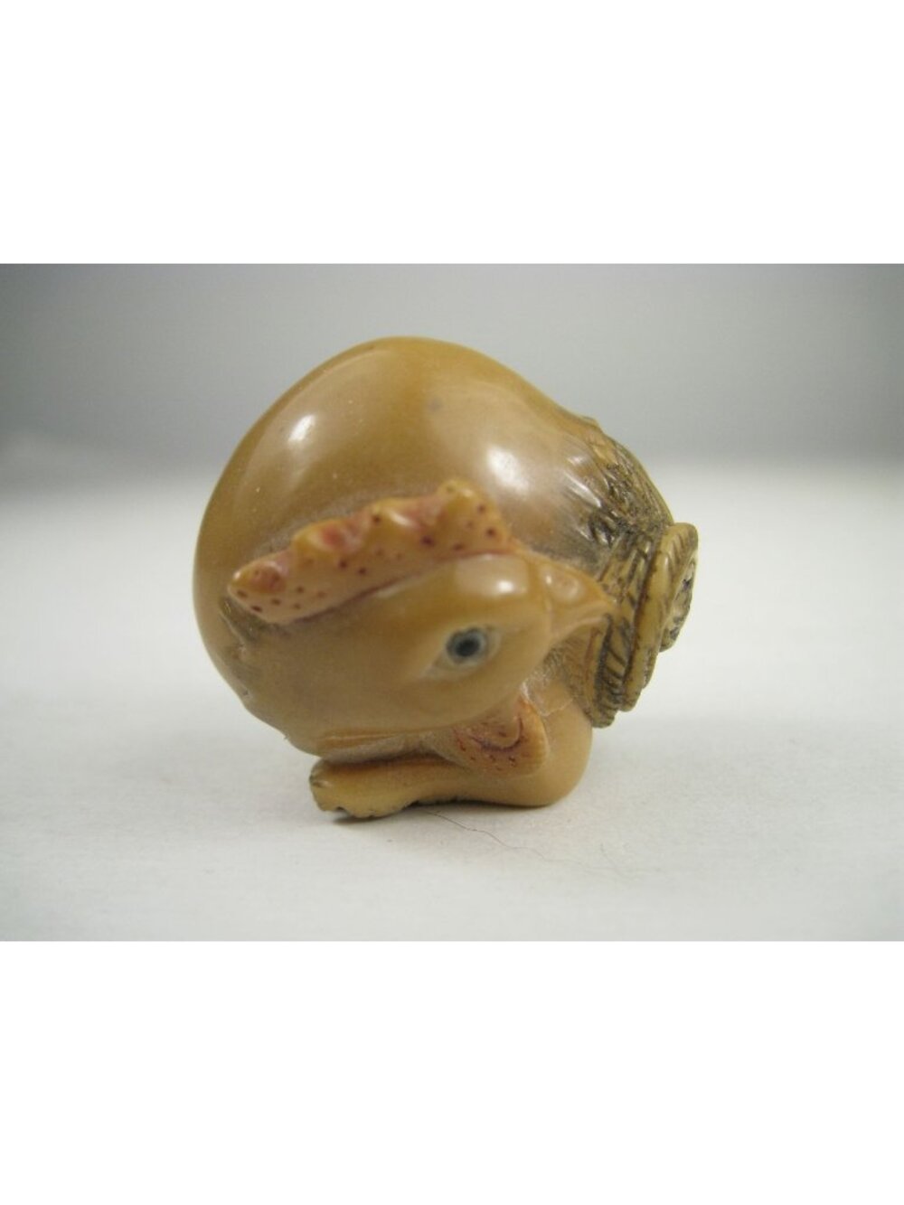 Vintage Japanese Netsuke Carved Rooster Tagua Nut Signed Figurine Home Decor